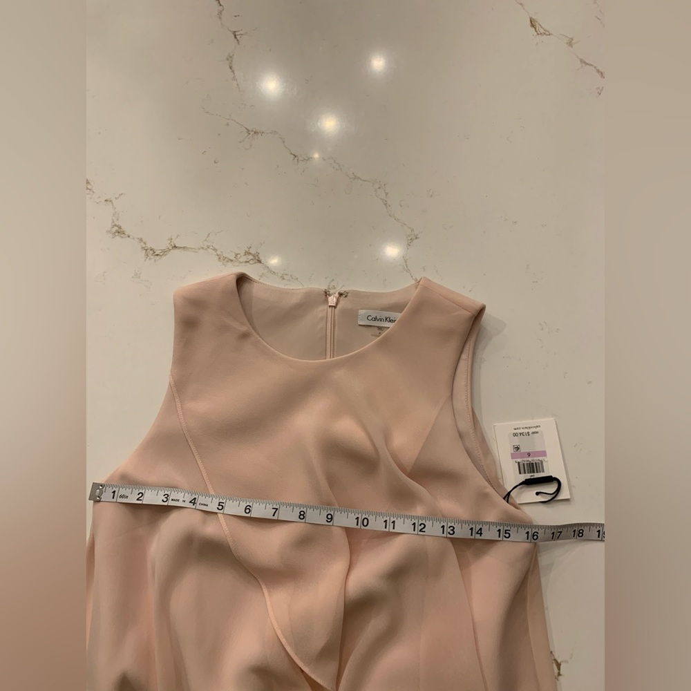 Calvin Klein Chiffon Popover Midi Dress Pale Pink Women’s Size 6 NEW - Picture 7 of 11